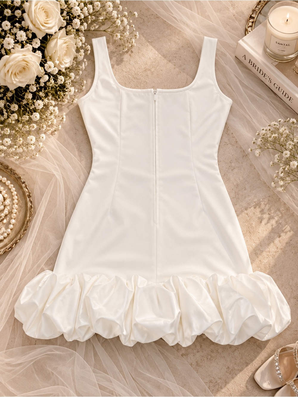 Elegant White Ruffled Dress - Picture 2 of 2